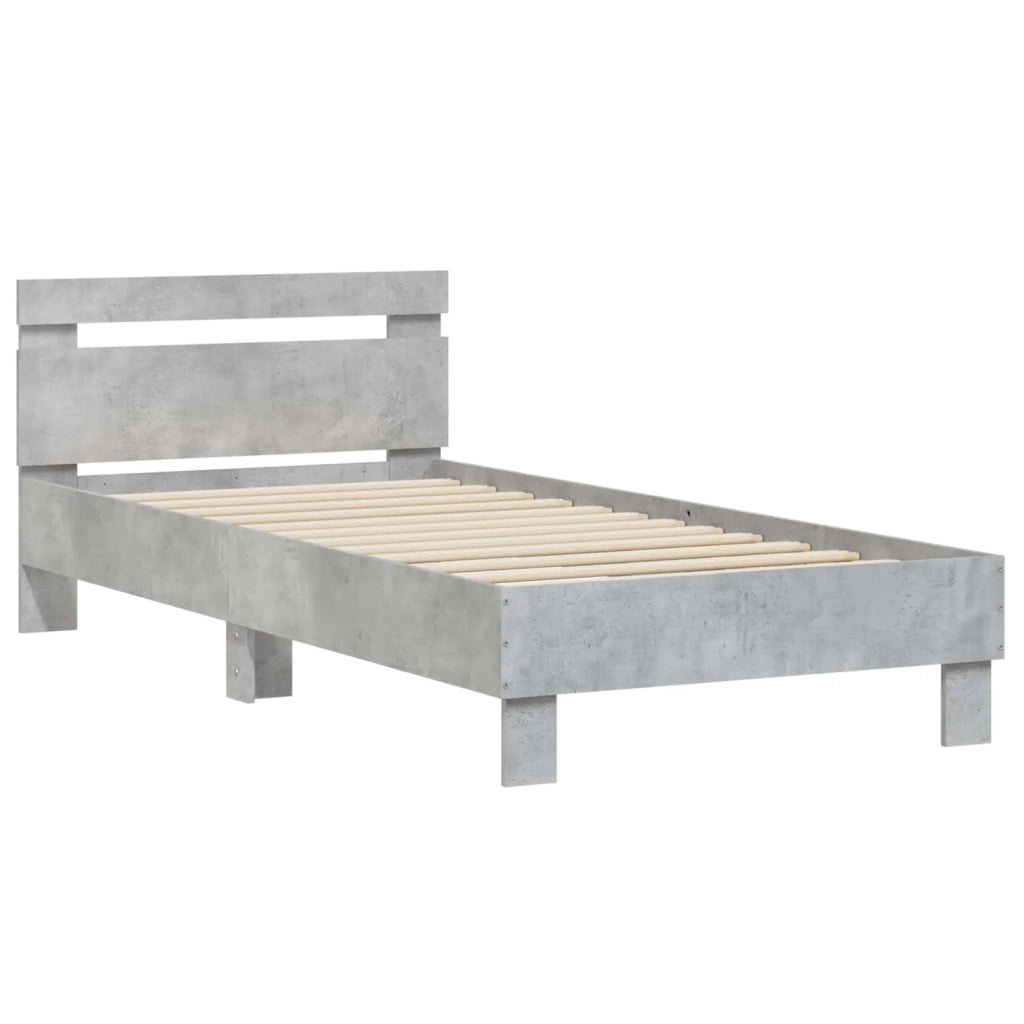 Struttura letto con testata-Giroletto Grigio Cemento 80 x 200 cm 534279