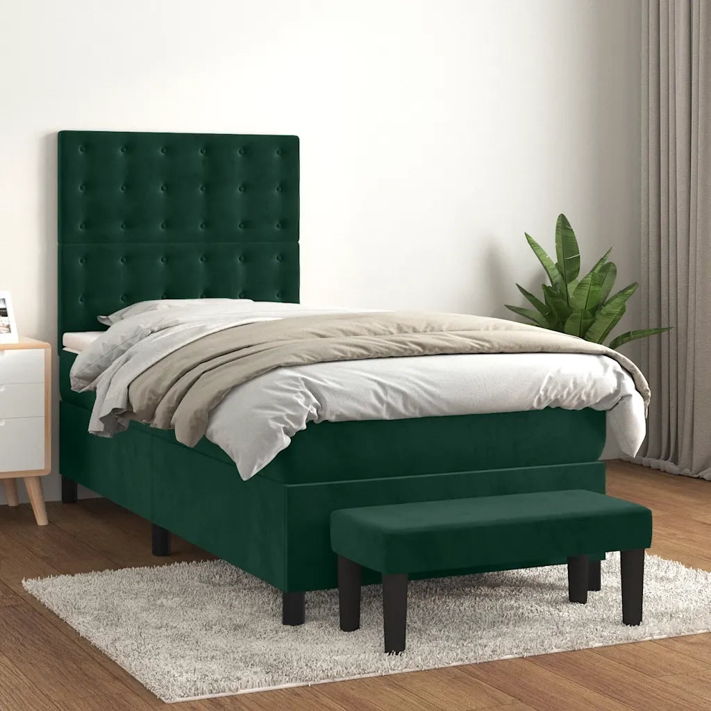Giroletto a Molle con Materasso Verde Scuro 90x190 cm Velluto 3138058