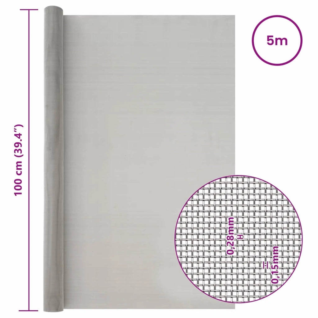 Rete per schermatura 100 x 500 cm 60 Mesh Argento 42039575