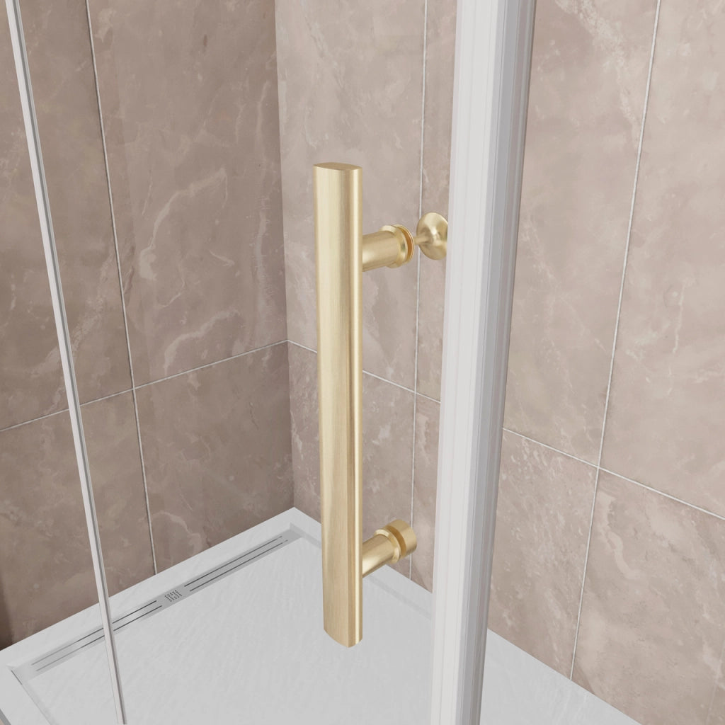 Porta Doccia 80x185 cm Porta Battente Pieghevole in Vetro Temperato Trasparente 6 mm Anticalcare Telaio Dorato Spazzolato