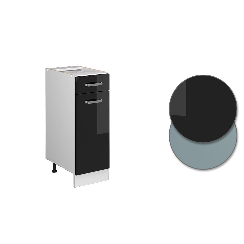 Vicco Mobiletto base per cucina Nero lucido 30 cm , PL Rovere