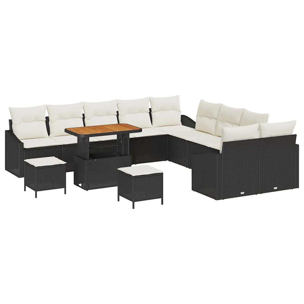 Set Divano da Giardino con cuscino 13 pcs Nero Poly Rattan 3364665