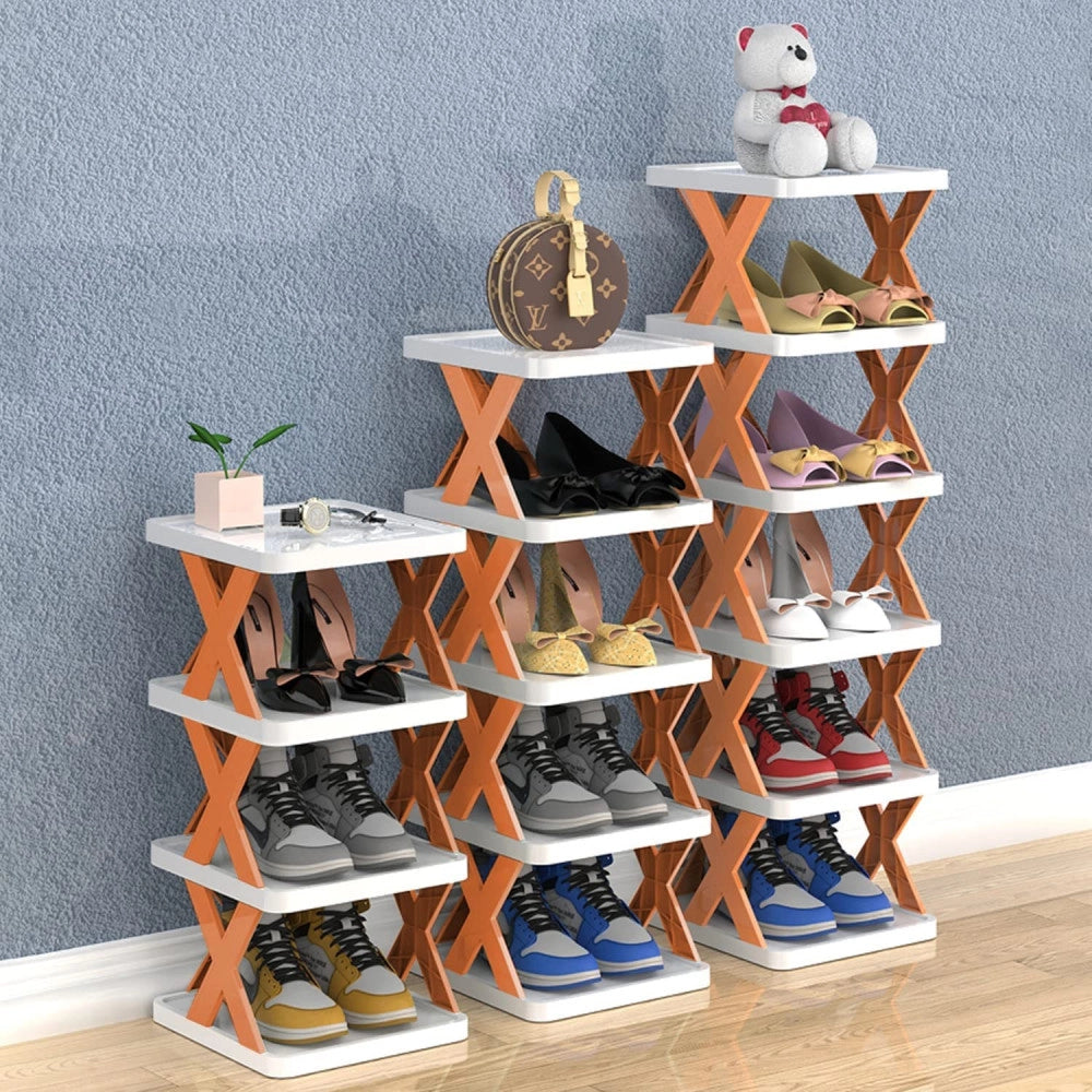 Trade Shop - Organizer Per Scarpiera Verticale Montaggio Rapido 7 Livelli Ripiano Pieghevole -