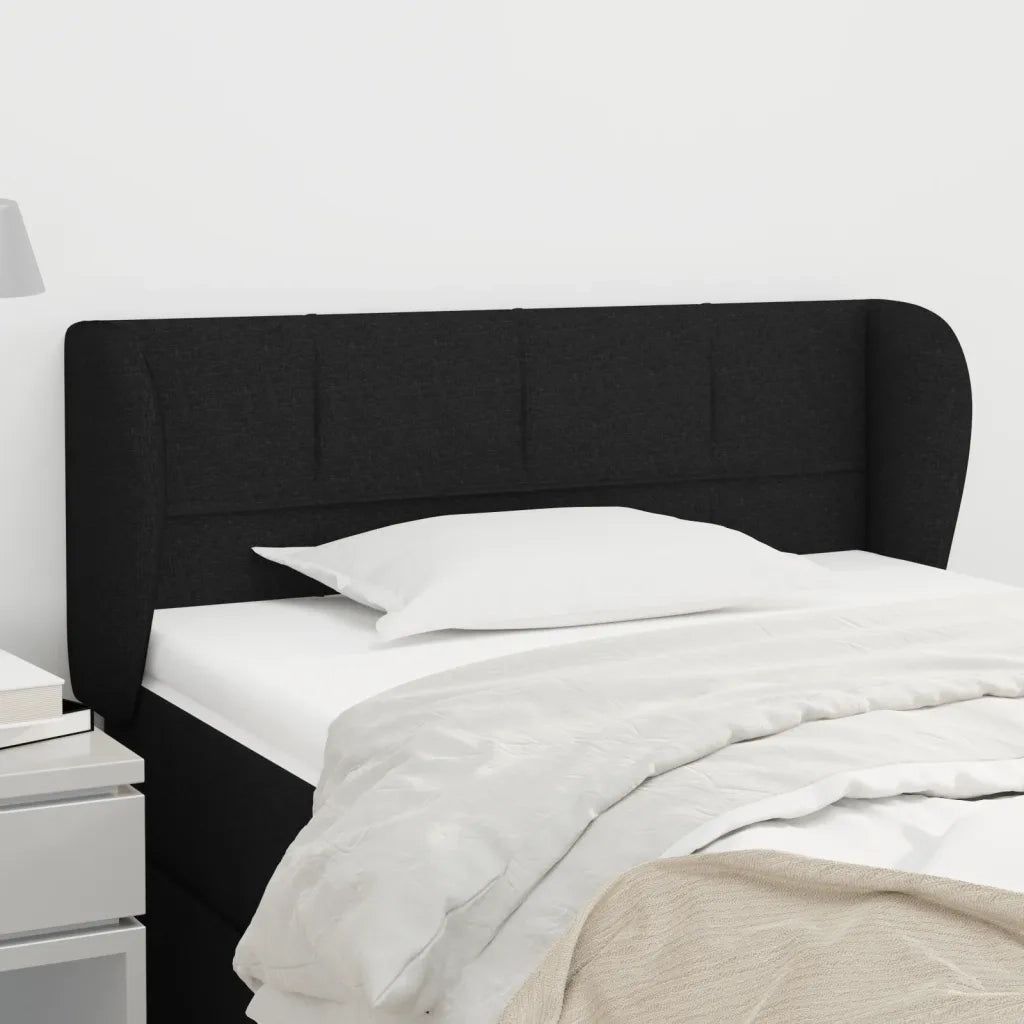 Testiera | Testata ad Orecchio Nera 93x23x78/88 cm in Tessuto