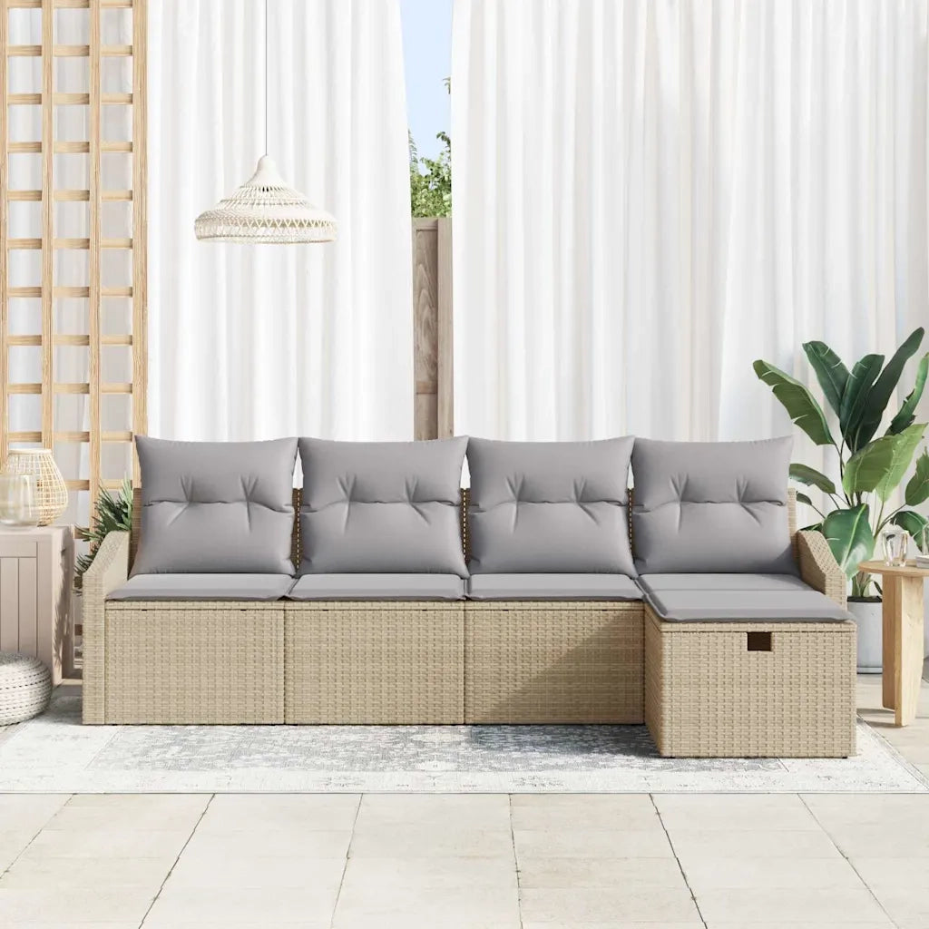Set di divani con cuscino con archiviazione Beige polyrattan 3359259