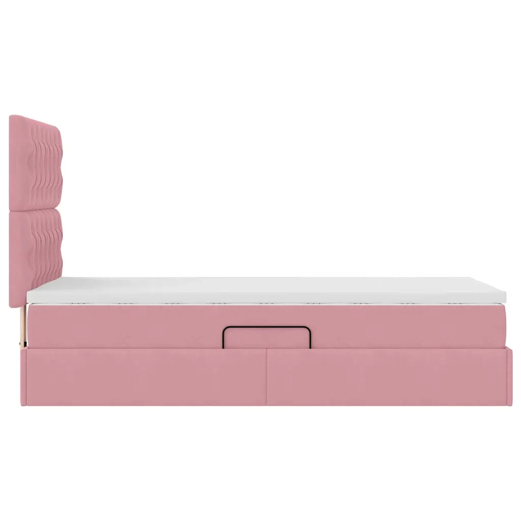 Letto con contenitore e materasso Rosa 90 x 200 cm Velluto 3372068