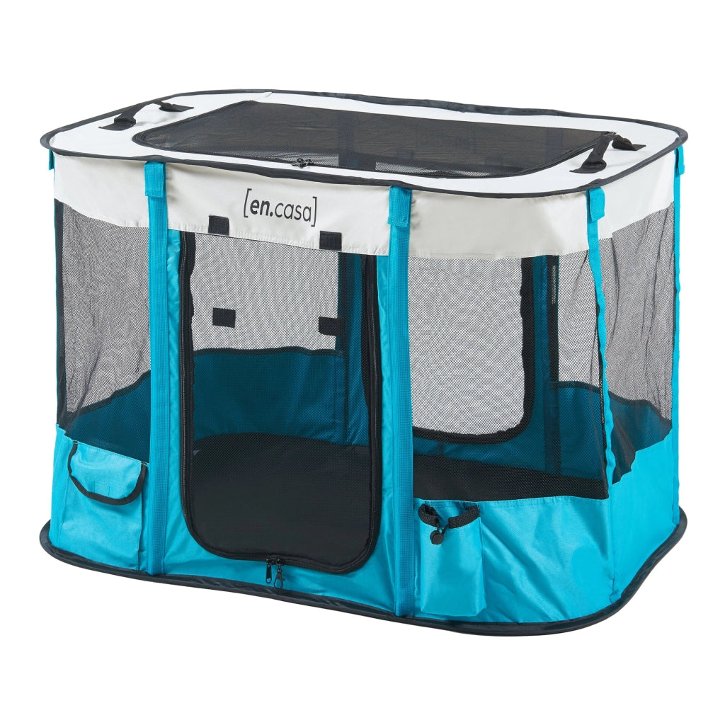 Box pieghevole per cani 80 x 60 x 55 cm blu 03_0010231