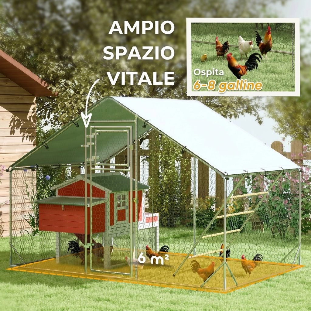 Recinto per Galline 6m2 ¨C Minimal ¨C Argento 3x2x1.9m