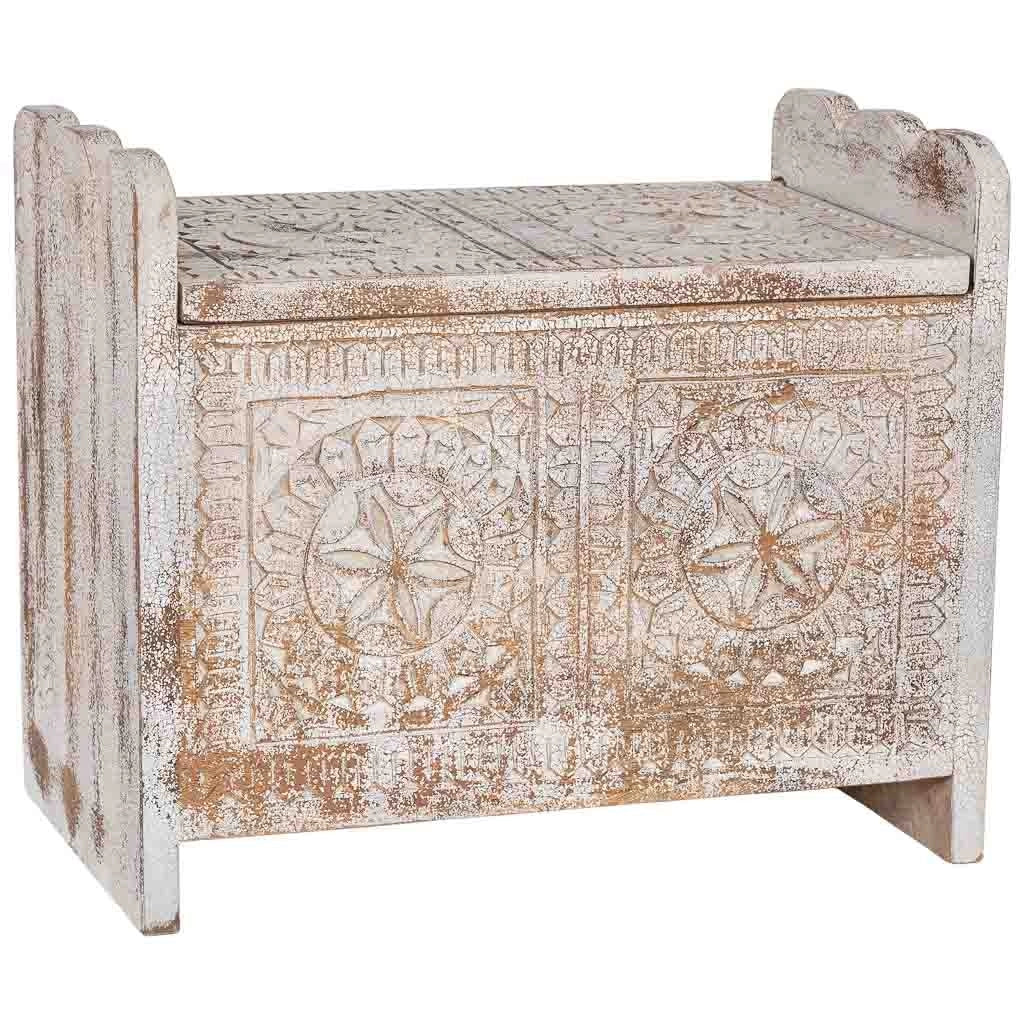 Baule in legno bianco e marrone artigianale 60x36x50 cm