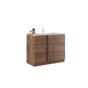 Mobile da bagno con 1 lavabo e 3 cassetti, lunghezza 101cm, collezione FRASSI. Colore rovere chiaro.