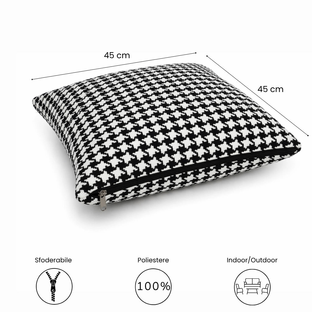 Set cuscini pied-de-poule 3 pezzi per divano sfoderabili - Nero/Bianco