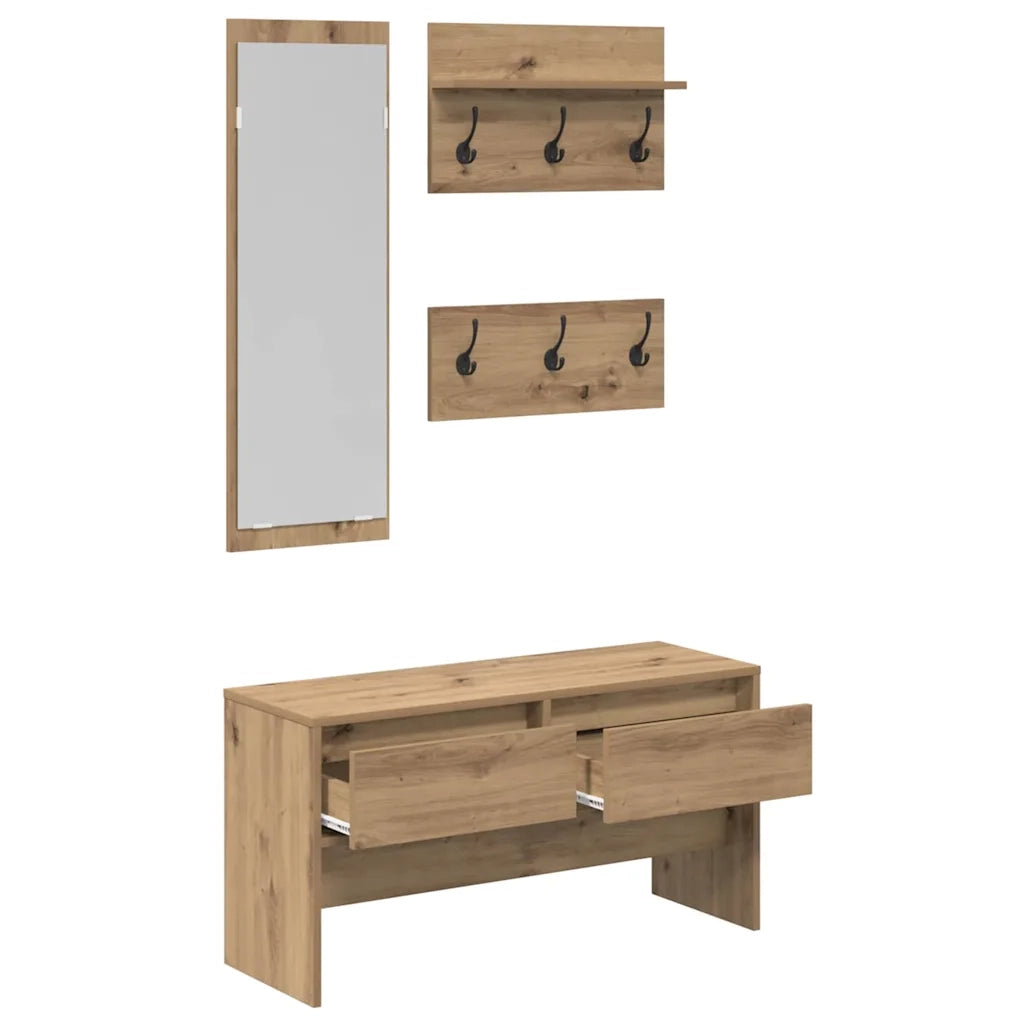 Set mobili da ingresso con cassetto 4 pcs Rovere Artigianale 871528