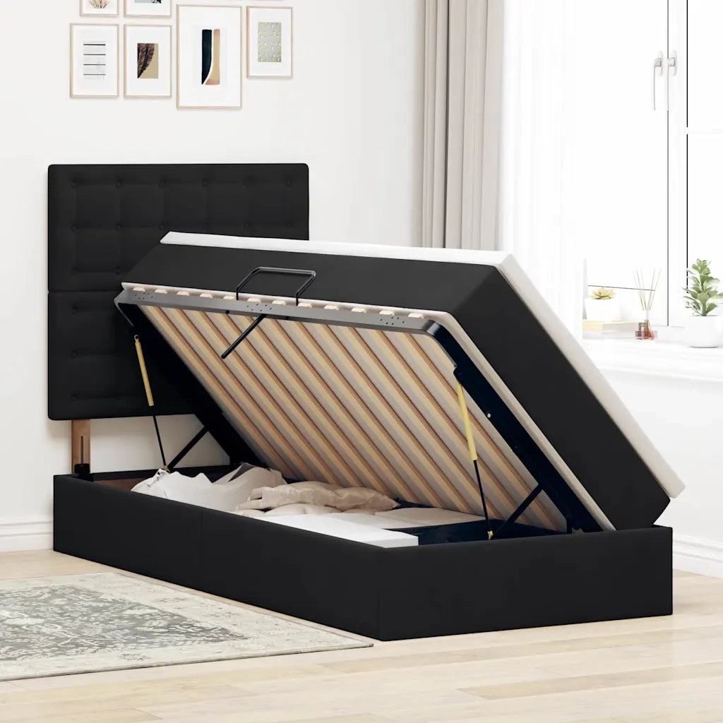 Letto con contenitore e materasso Nero 90 x 200 cm Velluto
