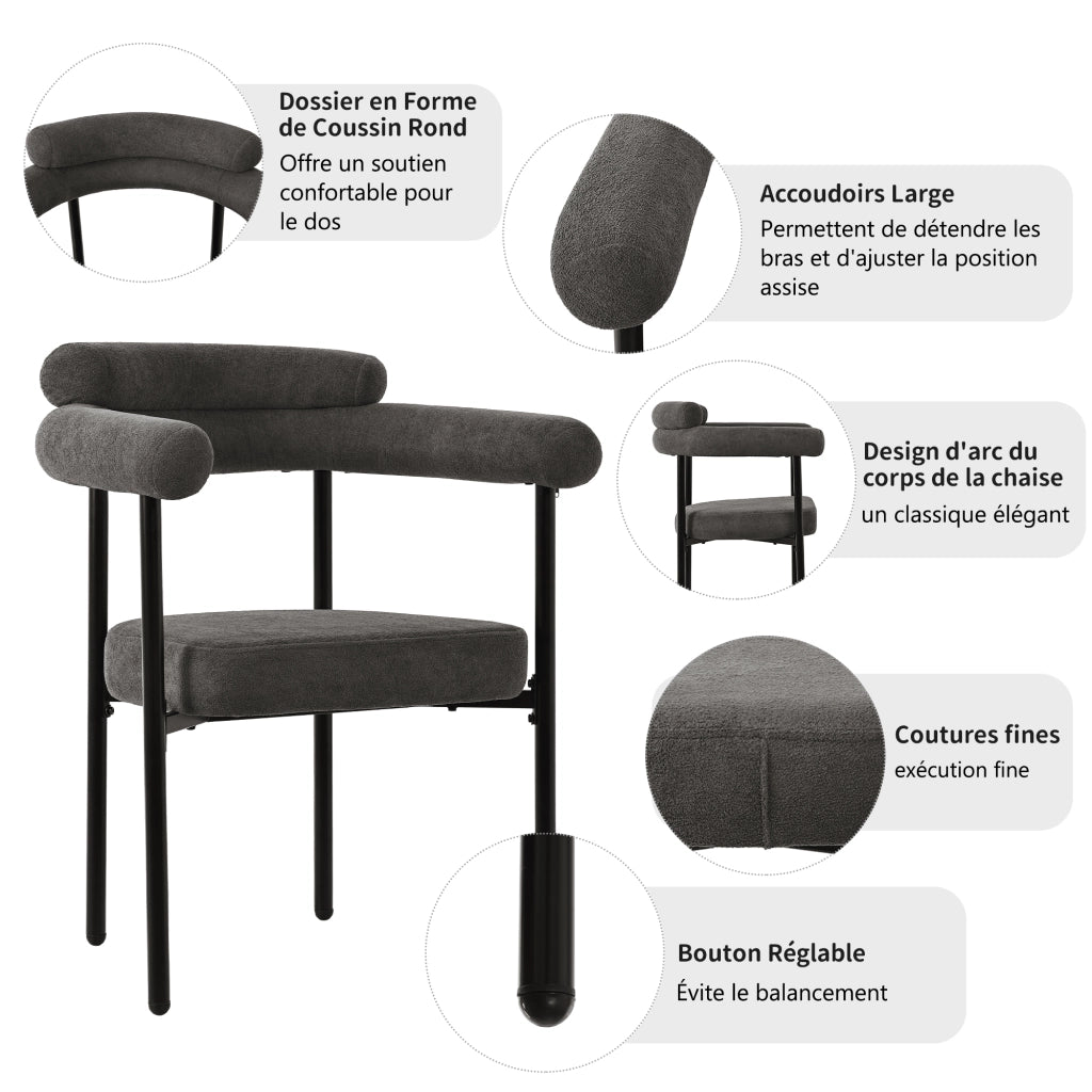 Set 4 Sedie da Pranzo in Velluto Grigio Scuro ¨C Xylo ¨C Seduta Imbottita, Stile Moderno