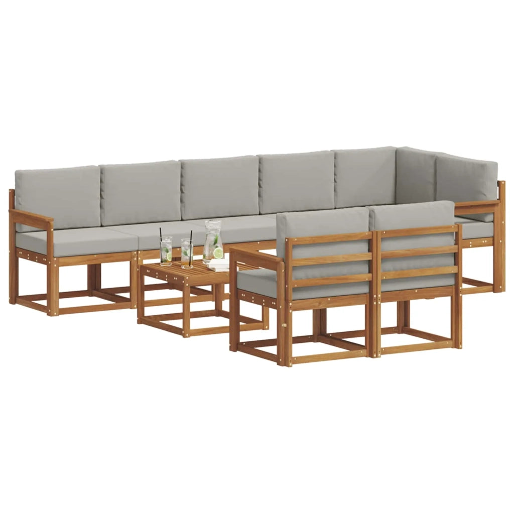Set di divani da esterno 9 pcs Grigio Naturale e Chiaro 3366594