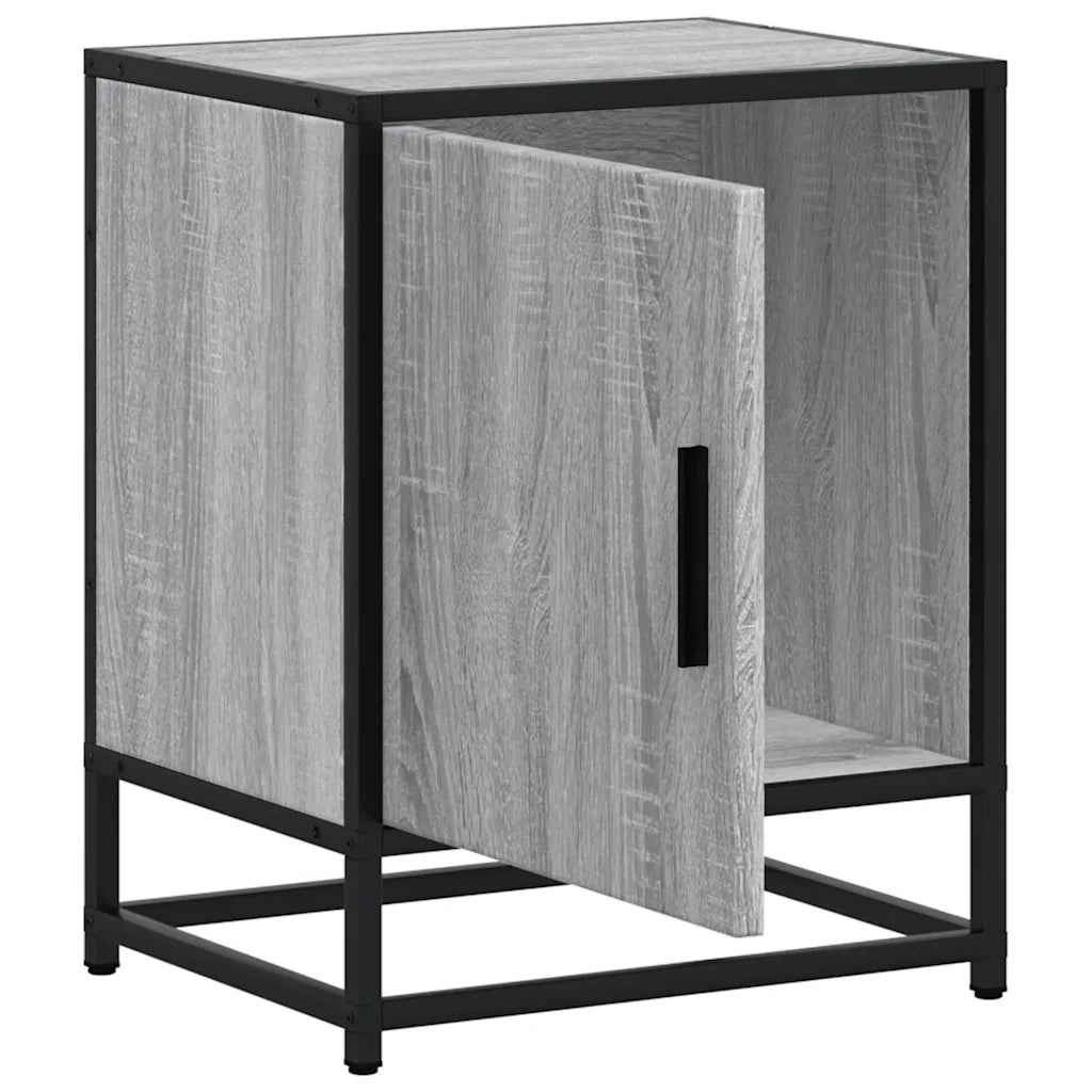 Comodino | Armadio da Notte | Mobiletto da notte Grigio Sonoma 40x31x50 cm Legno Multistrato e Metallo