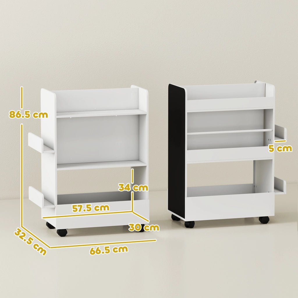 Libreria per Bambini con Ruote e Lavagna ¨C zephmum ¨C Bianco