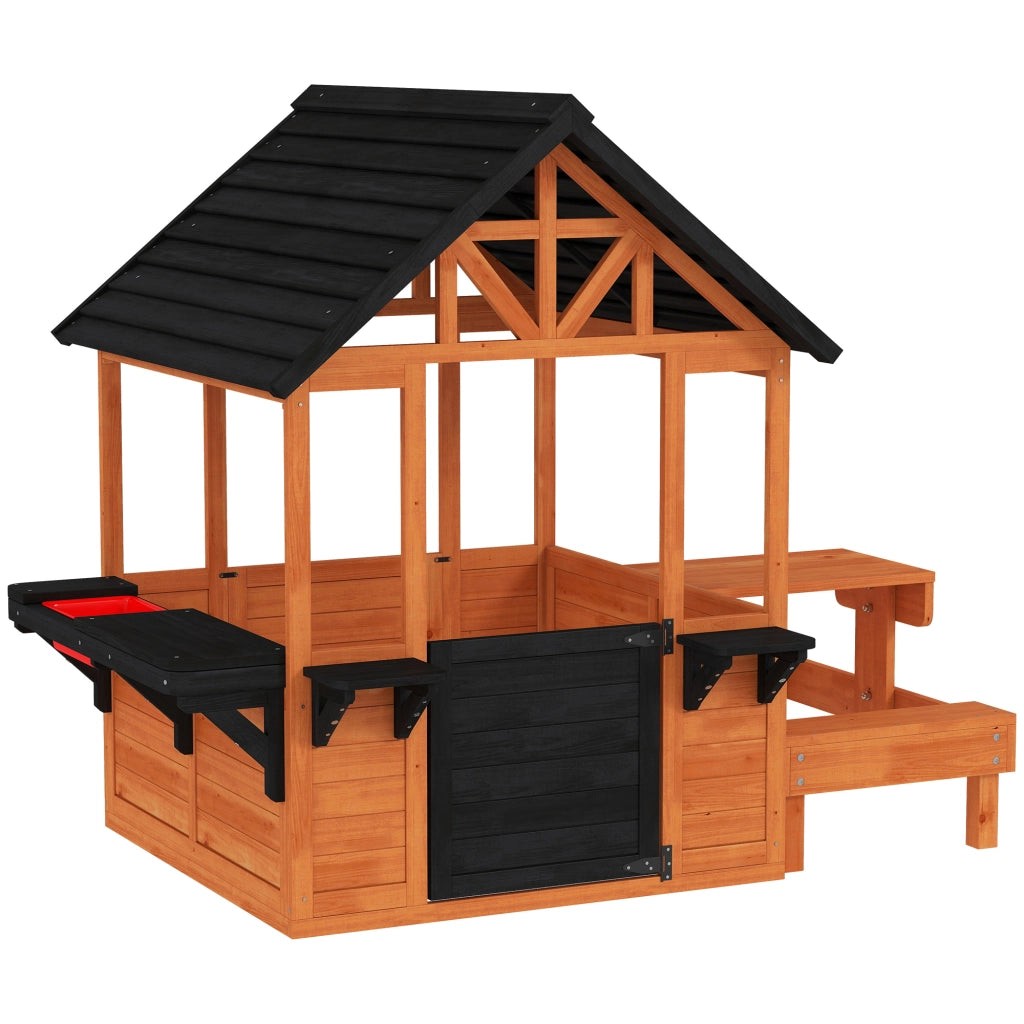 Casetta in Legno per Bambini 3-8 Anni con Tavolo e Panche ¨C zephmum ¨C Marrone