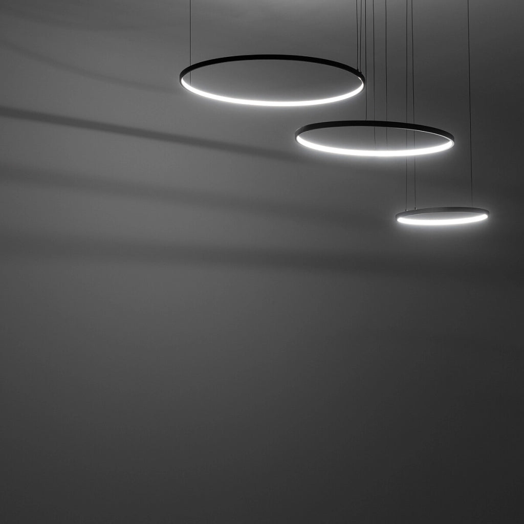 Lampada sospesa nera triplo anello LED Circolo 3000K Nowodvorski