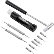 Kit di utensili orologeria - Set di utensili per orologio - Utensile per orologio a fascia - Utensile a stantuffo - Strumento per rimuovere punte di riparazione - 6 Pennini di riserva - Materiale in acciaio/zincatura duratura - Utensili orologeria