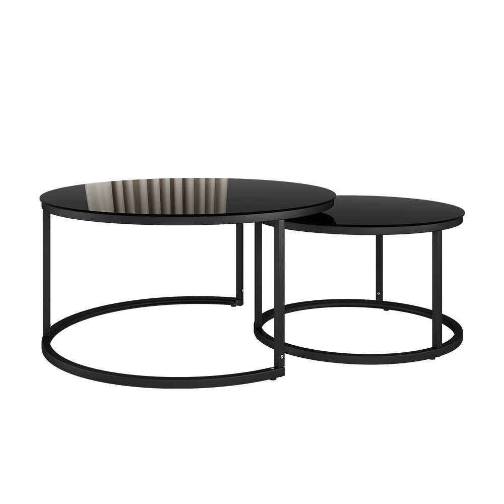 Vicco Set di tavolini Nero 77 x 77 cm 2 parti