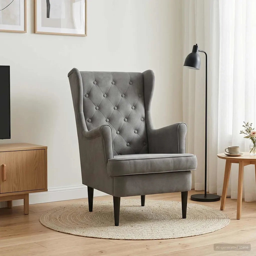 Poltrona Grigio Scuro Velluto 42029927