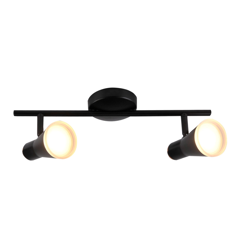 Lampada parete/soffitto LED 2 luci nera 3000K Polux