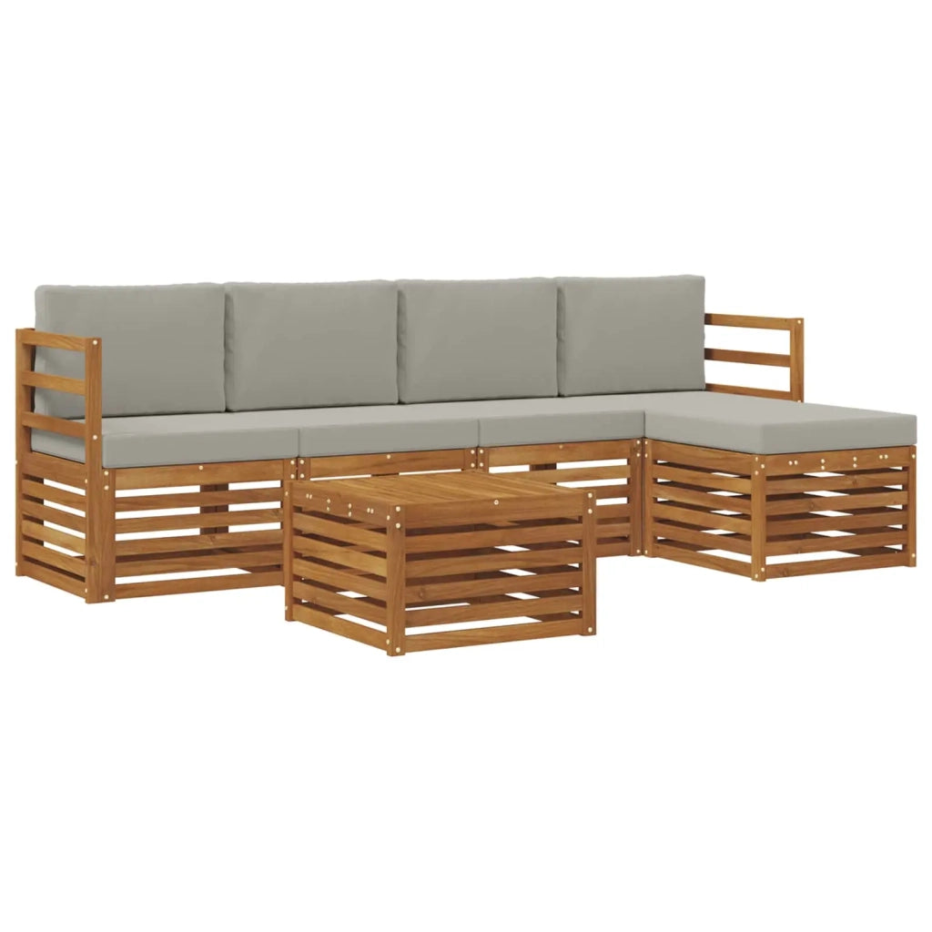 Set di divani da esterno 6 pcs Grigio Naturale e Chiaro 3374671