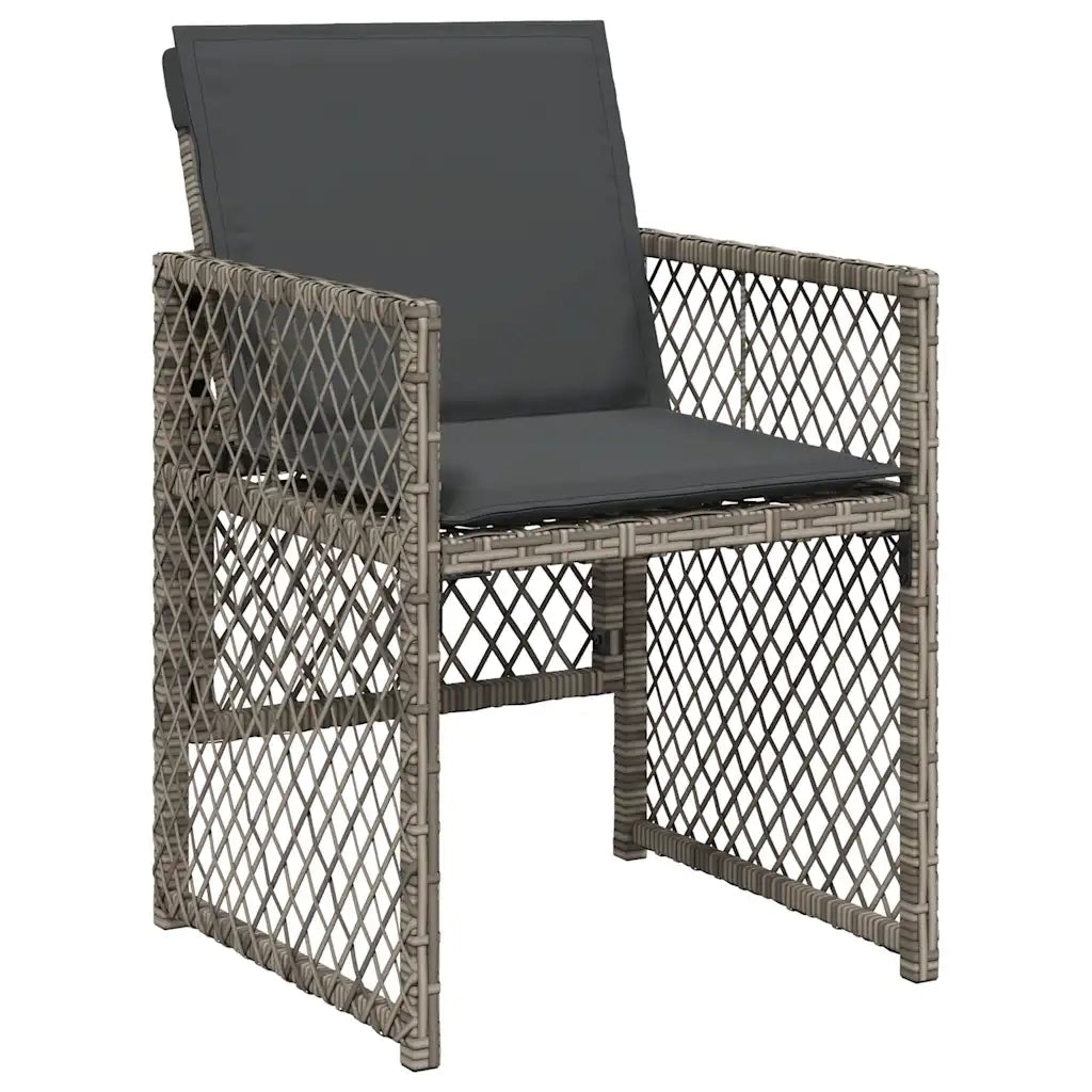 Set da Pranzo da Giardino 15 pz con Cuscini Grigio Polyrattan 3210878