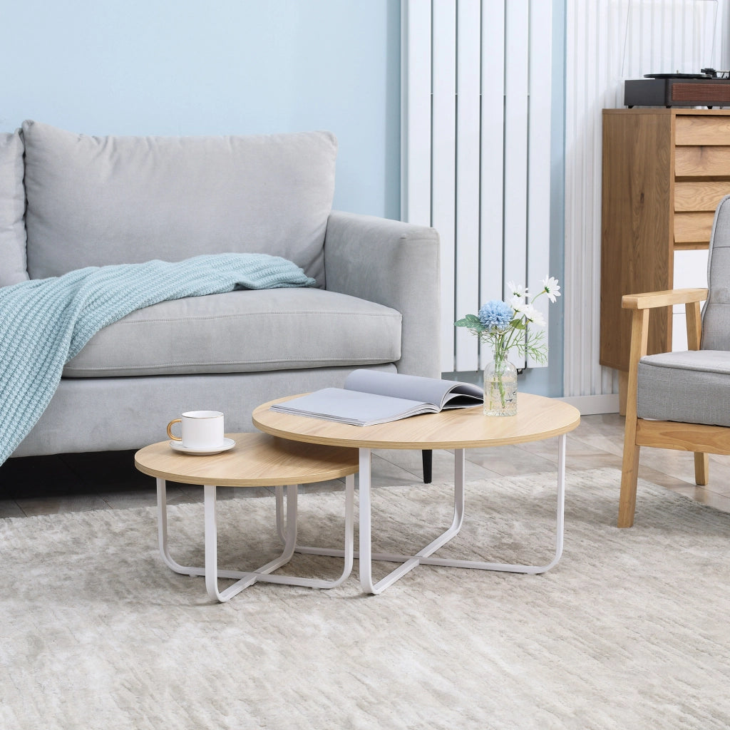 Tavolino da caff¨¨ ¨C Minimal ¨C Naturale e Bianco