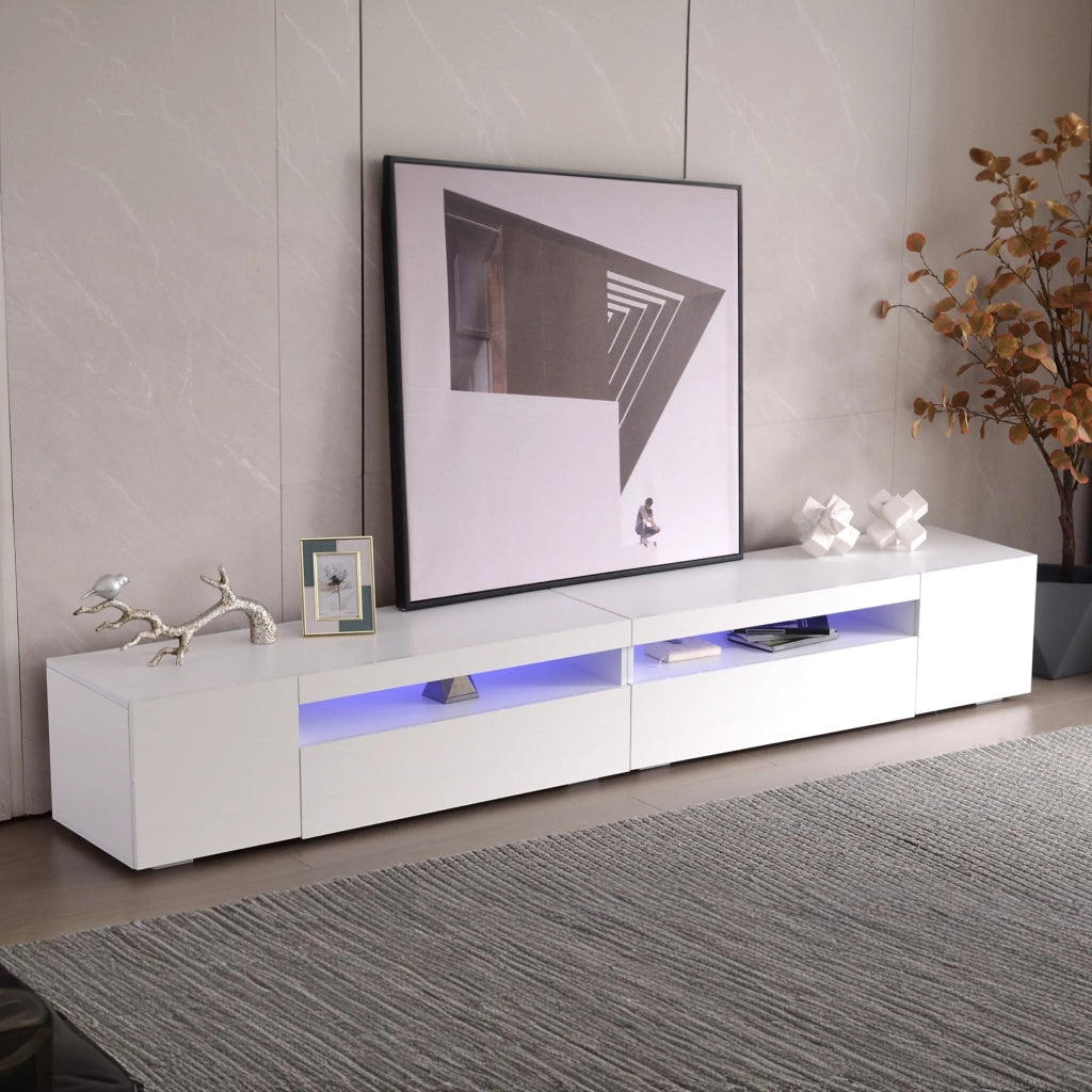 Credenza TV bianca in MDF lunghezza 240 cm