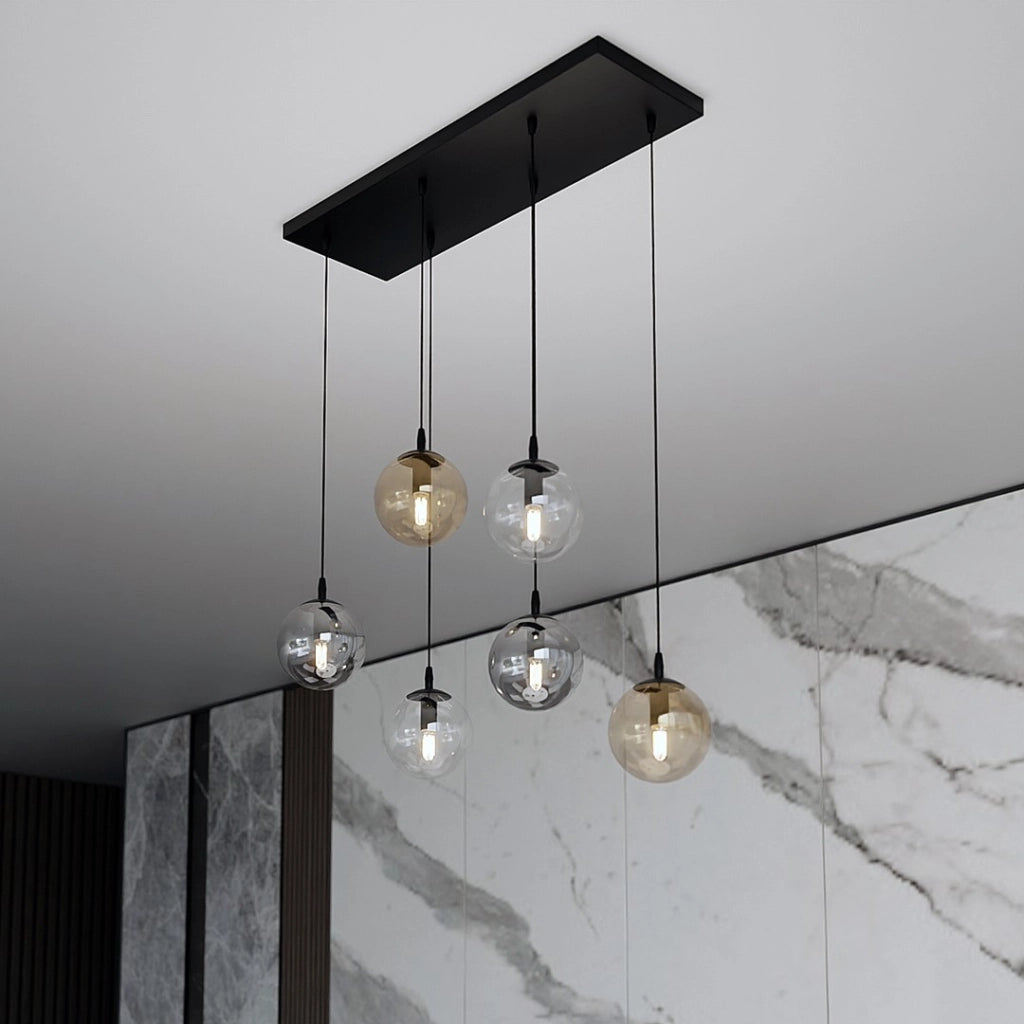 Lampadario Emibig Cosmo 6 luci E14 nero multicolor