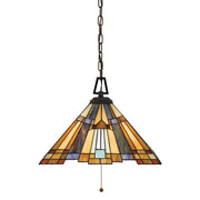 Lampada a sospensione vetrata Inglenook bronzo 3xE27 Quoizel