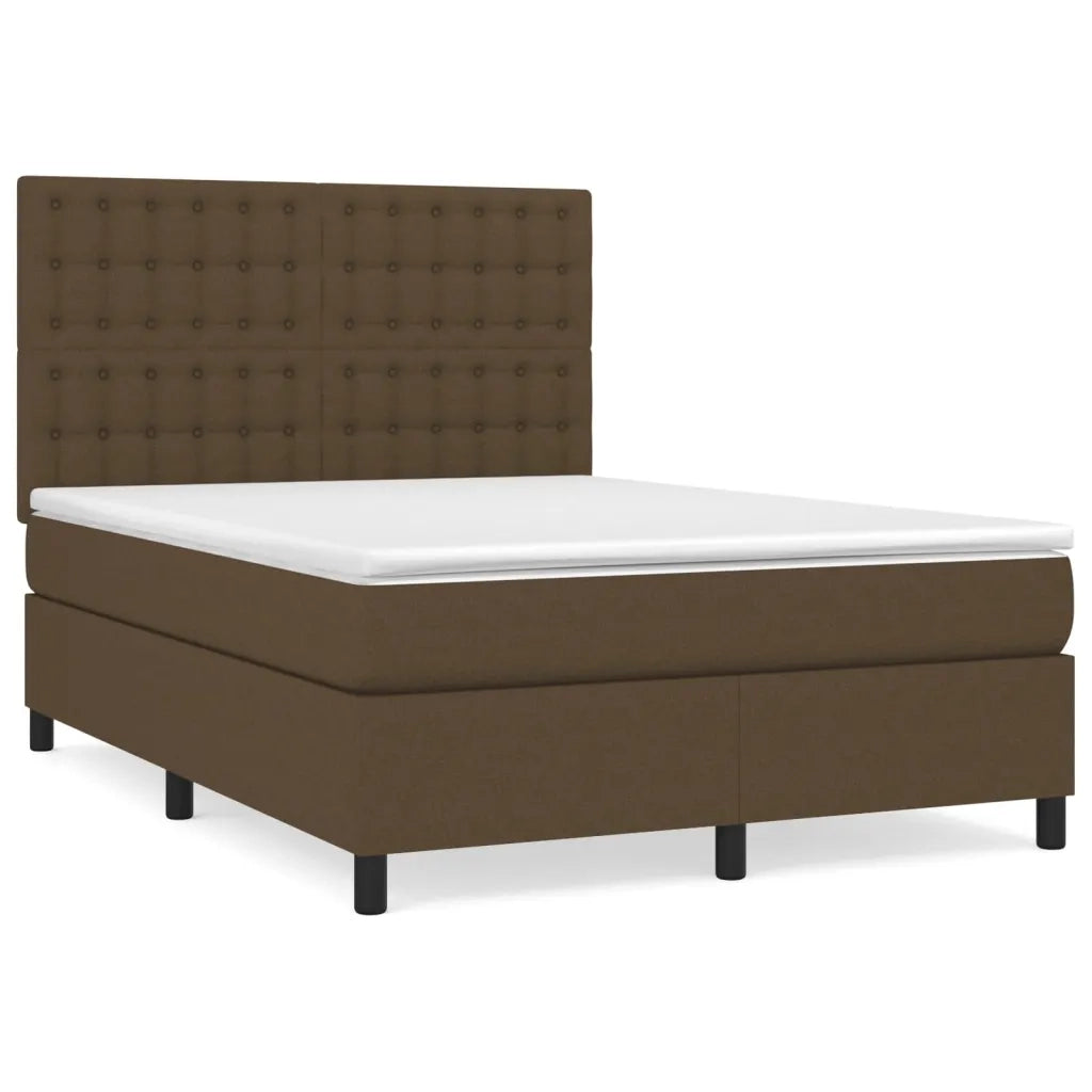 Giroletto a Molle con Materasso Marrone Scuro 140x200cm Tessuto 3142100