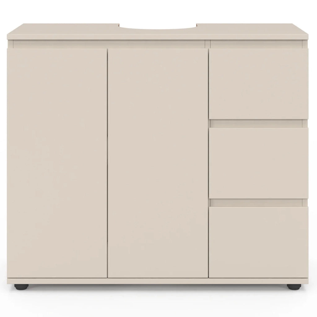 IDMarket - Mobiletto da bagno TOMI con armadietto e 3 cassetti beige