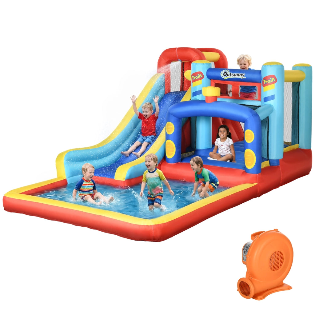 Castello Gonfiabile per Bambini con Scivolo e Piscina ¨C Minimal ¨C 435x245x200 cm Multicolor