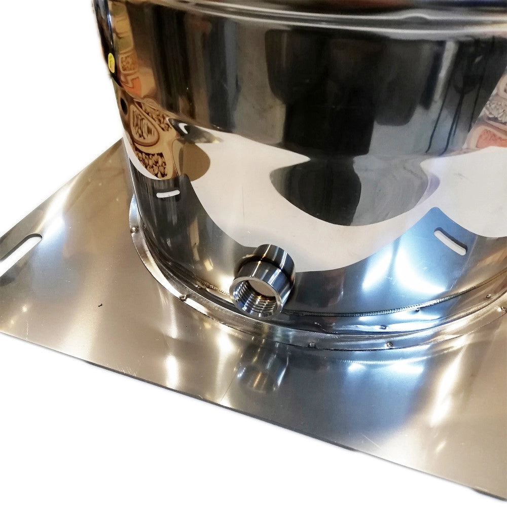 Piastra di base da 150mm in acciaio inox aisi 304 con spurgo