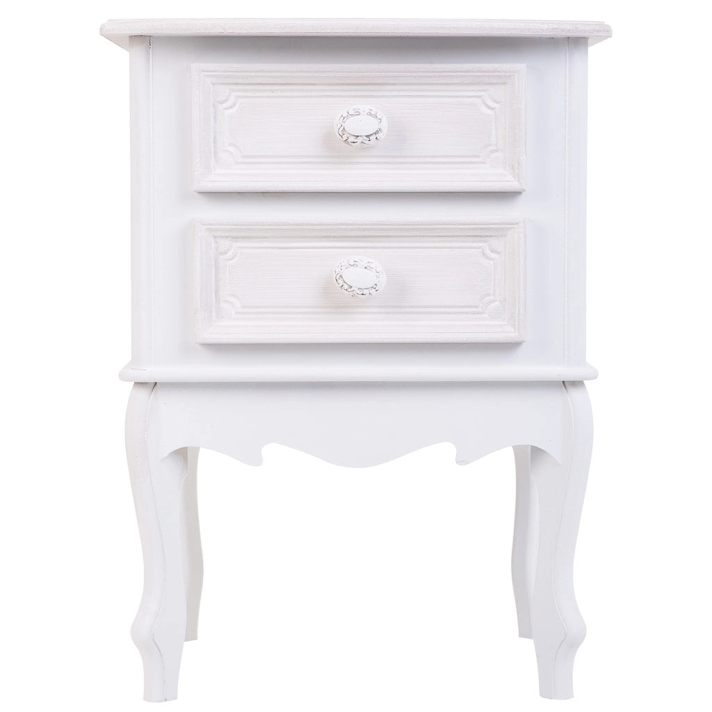 Comodino in legno con 2 cassetti bianchi 42x34x57.h cm