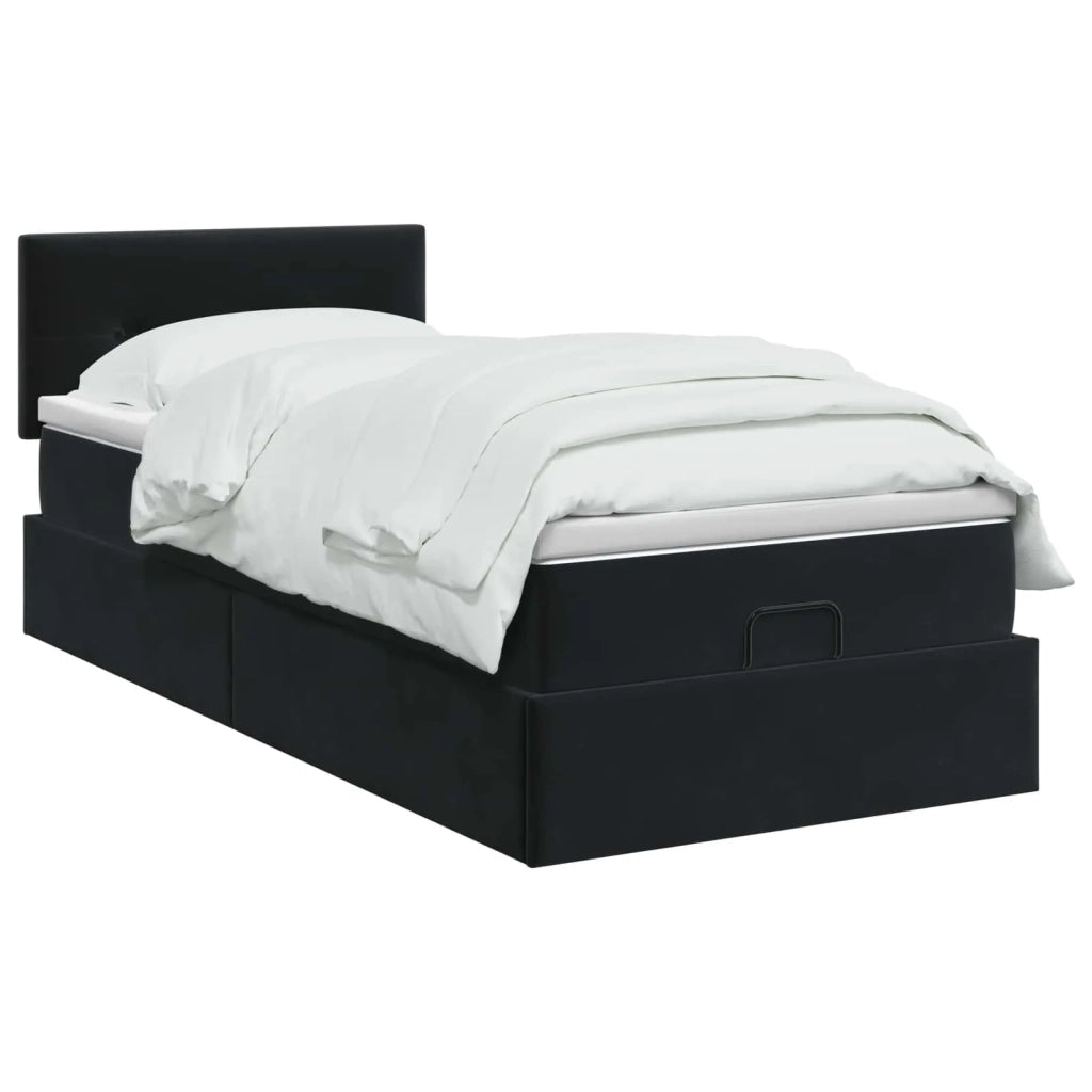 Letto Ottomano con Materasso e LED Nero 80 x 200 cm Velluto 3457103