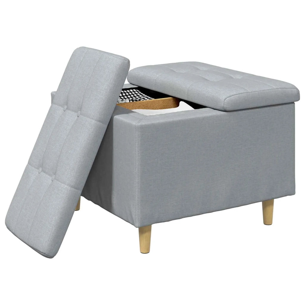 Pouf contenitore Grigio chiaro 60 x 60 x 45 cm Tessuto 876818