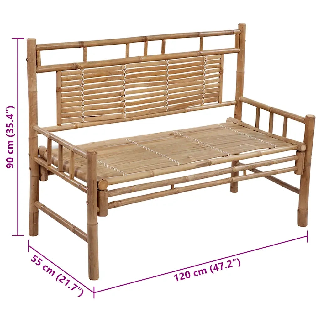 Panca da Giardino con Cuscino 120 cm in Bambù 3063877