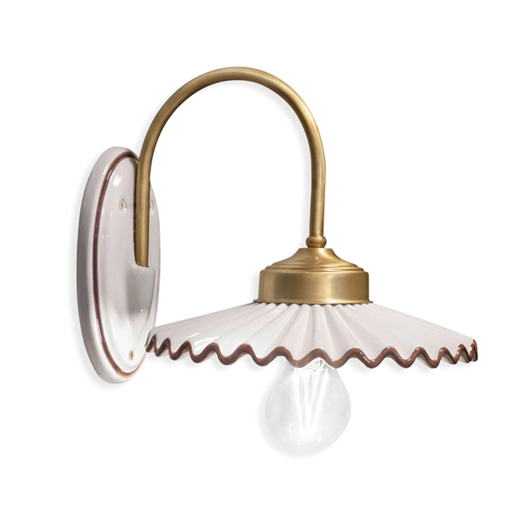 Applique Classica L&aposAquila Ottone E Ceramica Decorato Filo Marrone 1 Luce E27