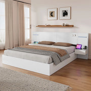 Letto Matrimoniale con USB, LED e Bluetooth ¨C Xylo ¨C Bianco 180x200