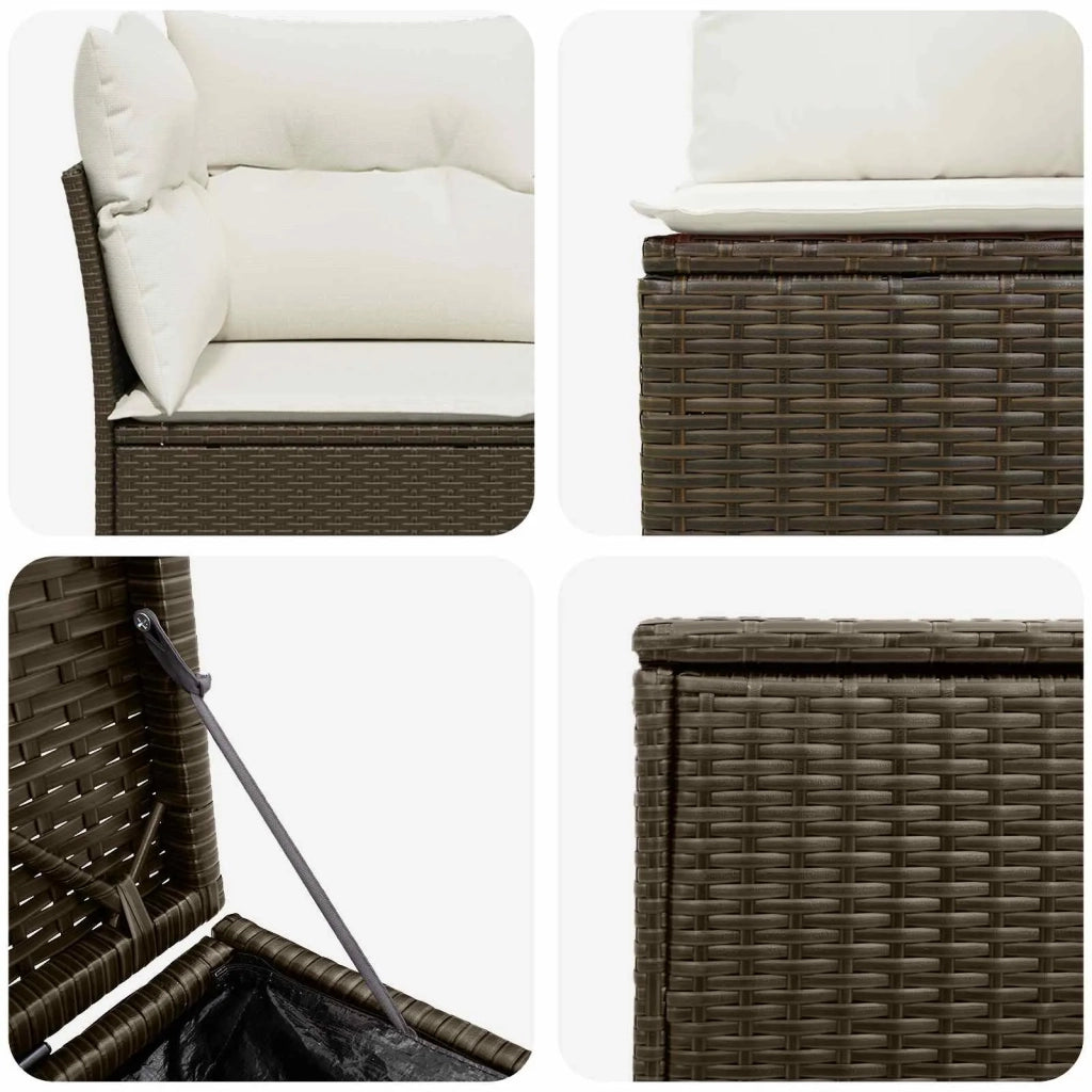 Set di divani 5 pz Marrone e Bianco Crema 3447836