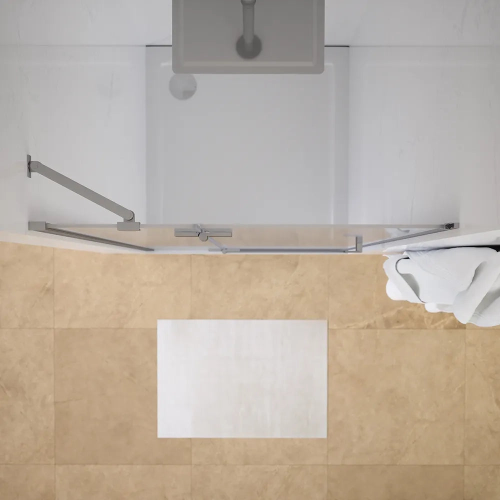 Porta doccia 100cm apertura a battente lato sinistro con cerniere, profili cromati e vetro da 8mm trasparente h195 | Fiji