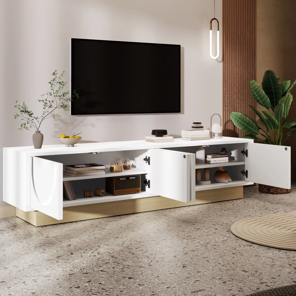Cassettiera per TV bianca in MDF lunghezza 175 cm