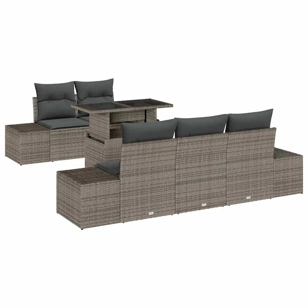 Set di divani con cuscino 6 pcs Grigio polyrattan 3349095