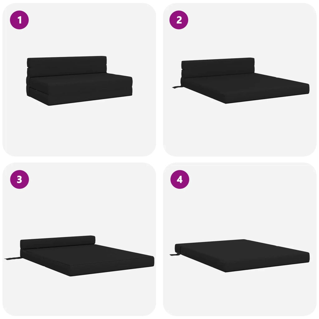 Divano letto | Sof¨¤ letto | Letto singolo Pieghevole Nero 152 x 86,5 x 60 cm Tessuto