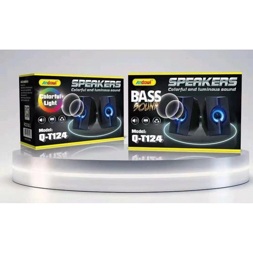 Trade Shop - Set Mini Altoparlanti Speakers Per Basso Per Computer Luci Led Colorate Q-t124 -