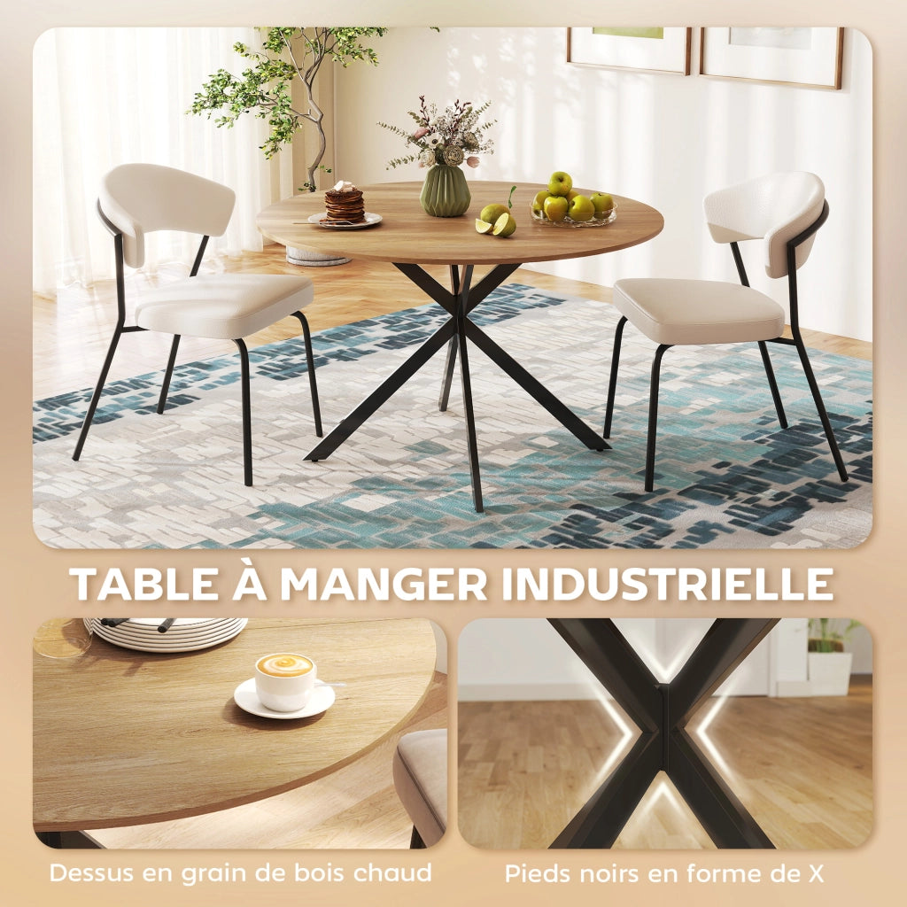 Tavolo da pranzo rotondo allungabile per 4 persone ¨C zephmum ¨C effetto legno quercia/acciaio antracite 120 cm